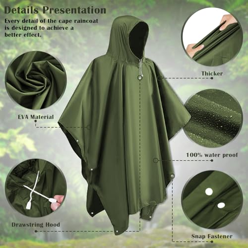 LEEPAT Waterproof Rain Ponchos, EVA Portable Adults Waterproof Ponchos, Reusable raincoat with Hoods for Camping, Hiking Travel, Amusement Parks, Festival - Image 5
