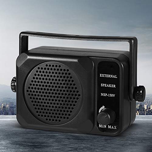 Zerone Altavoz Externo, portátil, con conexión de 3,5 mm y Control de Volumen para Radio de Coche de Dos vías (Negro)