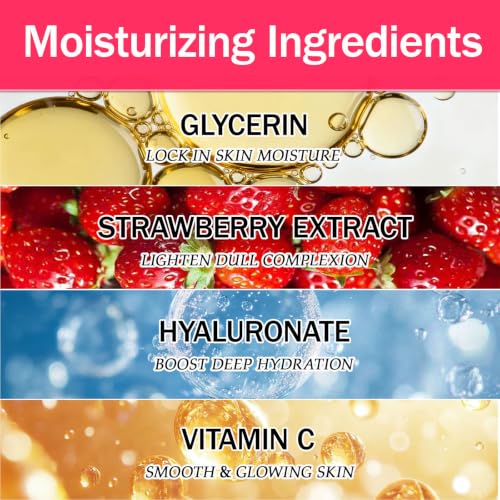 Strawberry VC Skin Care Set, Routine Beauty Skincare for Teen Girl- Spa Gift Set with Cleanser, Toner, Lotion,Eye Cream, Cream, Serum, Facial Skincare Gift Set for Girls, for All Skin Types (6PCS) - Image 2