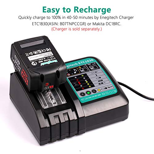 Enegitech 18V 4.0Ah Rechargeable Battery Lithium-ion 2 Pack ETB1840B with LED Indicator Cordless Power Tool Batteries, Repalce for Makita 18Volt LXT BL1840B BL1850B BL1830B - Thumbnail 5