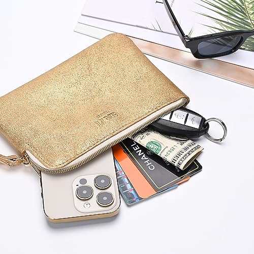Image of Genuine Leather 4.5 x 6.5 Wristlet Purse for Women, Evening Wristlet Pouch Clutch Bag
