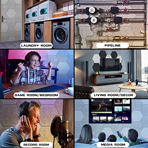 Image of DEKIRU 12 Pack Acoustic Panels Sound Proof Padding, 14 X 13 X 0.4 Inches Sound Dampening Panels Used in Home & OfficesiE†Hexagon,Whiteia€
