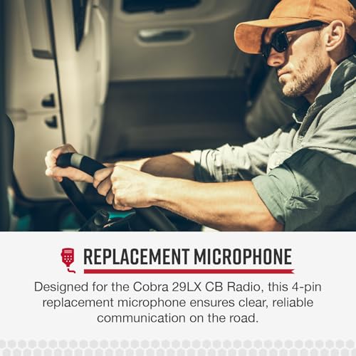 Image of Cobra Replacement Microphone for Cobra 29LX Professional CB Radio - 9-Foot Cord, Black (29LXMIC)