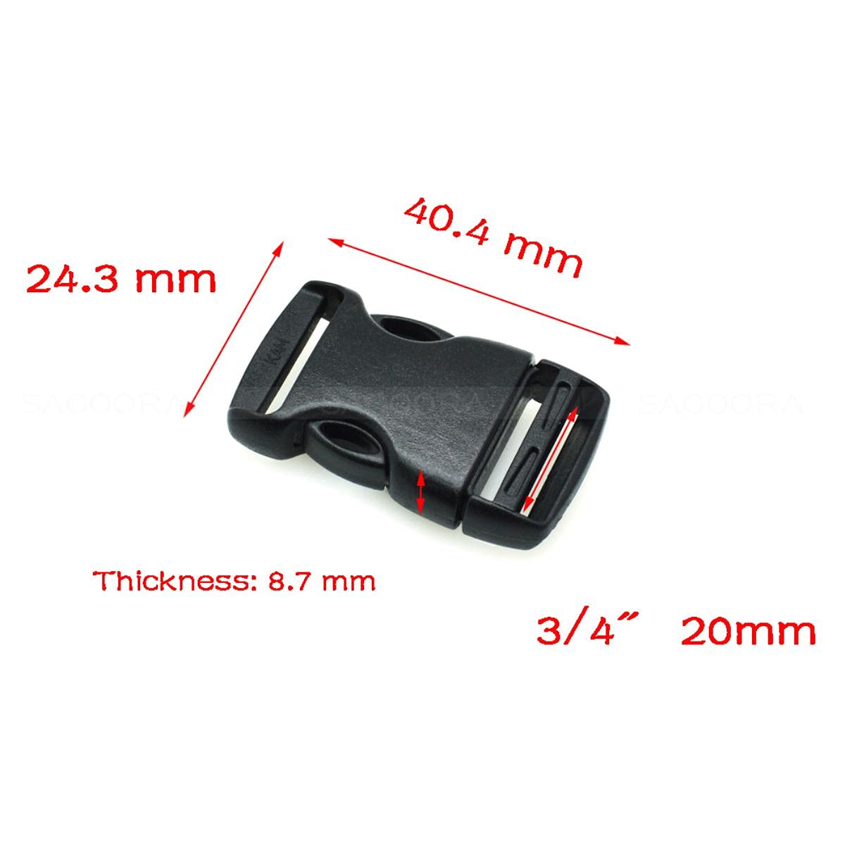 20 mm 25 mm 32 mm 38 mm 50 mm Hebilla de plástico negro arqueado y hebilla de separación interior para correas de mochila Mochila deportiva al aire libre-100 piezas, tamaño de las correas 32 mm