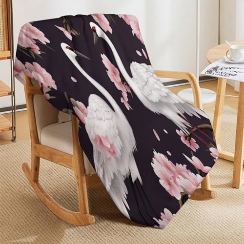 Couvertures moelleuse flannel grue blanche de qualité premium pour lit double - 8