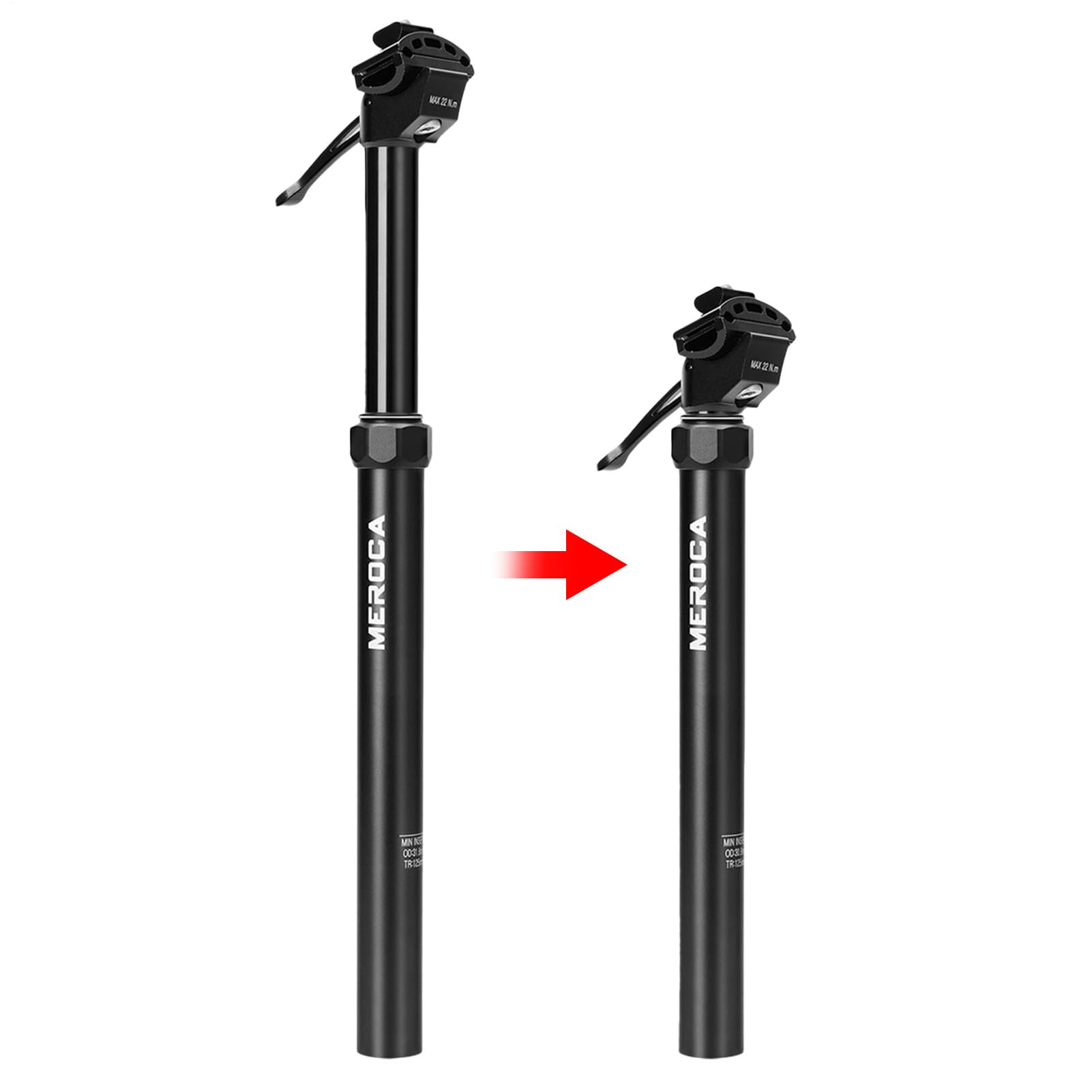 Dropper Sattelstütze,Absenkbare Sattelstütze,125 Mm Kabellose Aluminiumlegierung Mit Externer Führung,hydraulische Dropper Post Schnellverstellung,Fahrradzubehör Zum Reiten Für Radfahrer