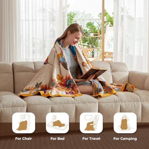 Image of LUTBM Boho Throw Blanket for Couch 50 inchx60 inch, 100% Cotton Fall Bed Blankets