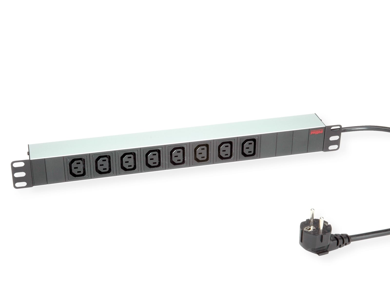 ROLINE 19" listwa zasilająca z 8 gniazdami C13 + wtyczka ze stykiem ochronnym | 19" Rackmount | listwa zasilająca do urządzeń zimnych | aluminium | 2,0 m