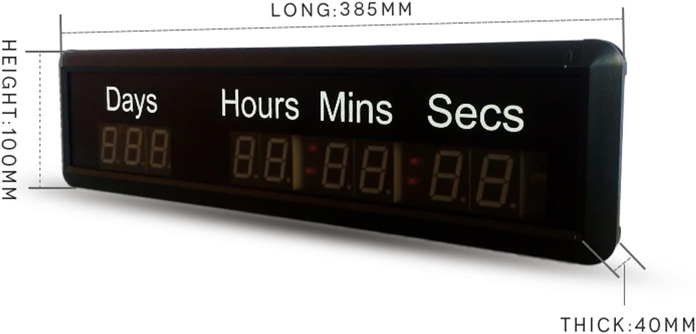 Large Digital LED Clock LED Large Size Countdown Timer Clock 4-inch Day Hour Minute and Second Indoor Countdown Clock for Gym Swimming Pool Mounting Holes Hardware