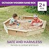 Plum Wooden Large Sandbox with Cover - Outdoor Octagon Sand Box for Kids, Toddler Sensory Toys, Outdoor Wooden Sand Pit with Seat Boards and Bottom Liner, Weatherproof, Easy Assembly, Ages 3+ Years