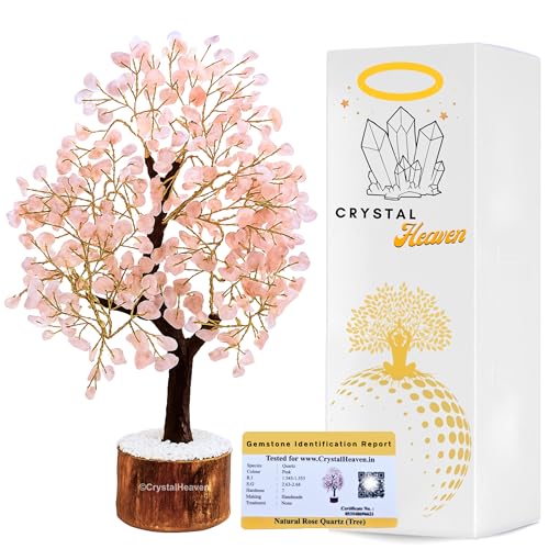 Image of Certified Rose Quartz Crystal Tree for Good Luck - Healing Crystals Money Tree for Wealth, Positive Energy at Home Office - Decorative Spiritual Gifts for Vastu, House Warming