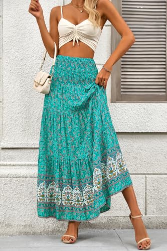 Image of CFLONGE Summer Maxi Skirts for Women 2026 Trendy Floral A Line Boho Skirt
