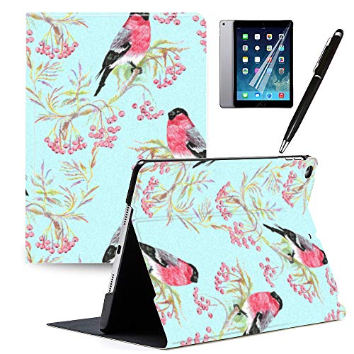 LJX iPad Mini 4 Case, PU Leather Stand Flip Cover Cute Pretty Flower