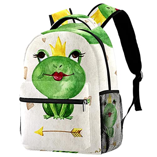 Sac à dos d'école lumineux et ergonomique motif grenouille verte