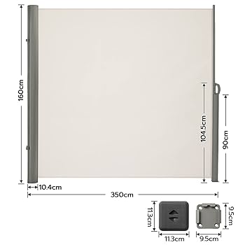 Tenda Avvolgibile Per Esterno - Parasole E Frangivento Per Balcone, Giardino O Terrazzo - Antracite 180x300cm