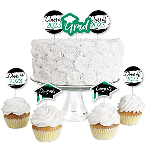 Big Dot Of Happiness Green 2023 Graduation Party - Dessert Cupcake Toppers - Clear Treat Picks - Set Of 24 #TOP9
