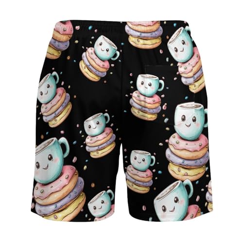 Coffee and Doughnuts Beach Shorts for Men Swim Trunks Quick Dry Swim Shorts with Compression Liner Pocket4