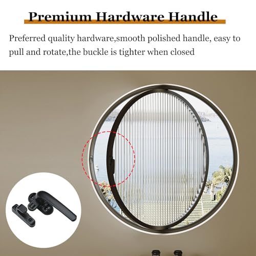Ventana abatible redonda de cristal estriado y aluminio con apertura de 360 grados 8
