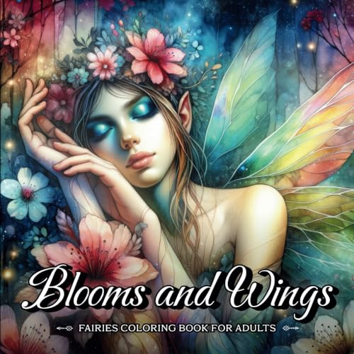 Blooms and Wings: Fairies Coloring Book for Adults | 55 Unique Grayscale Images of Fairy Beauties, Enchanted Forests, Wildflowers & Mystical Art for ... of All Ages (Fantasy Coloring Book)