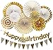 Decorazione per compleanno,Ventaglio di carta dorato Happy Birthday banner Dandierina triangolare Decorazioni pendenti per Decorazioni festa di compleanno addobbi compleanno decorazione da parete