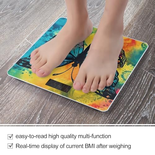 Báscula digital de baño Butterfly Tie Dye con vidrio templado miniatura 5