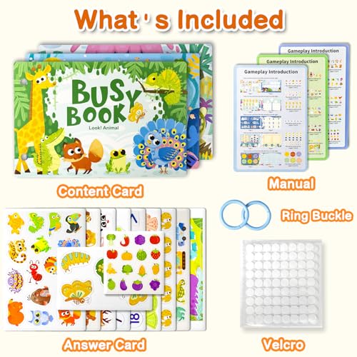 Image of 3 Pack Busy Books for Toddlers, Montessori Quiet Book, Preschool Learning Activities Educational Workbook, Sorting Matching Sticker Fixing, Gifts for Kids Age 3+ (Animal, Ocean, Dinosaur)