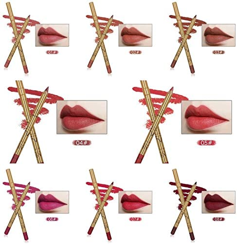 Image of Imagic Professional 8 Colors Waterproof Smooth and Long Lasting Golden Silky Matte Lip Liner Pencil Set - Suitable for Daily Use