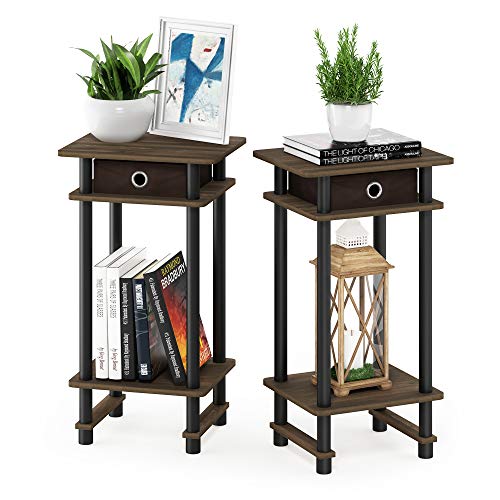Image of Furinno Turn-N-Tube Set of 2 Toolless 3-Tier Side Table, Columbia Walnut