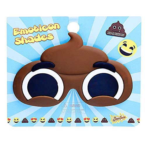 Image of Sun-Staches Poop Emoji Sunglasses, Novelty Costume Accessory | Poop or Rainbow Poop Emoji Sunglasses | Funny Costume Ready | Gift | 100% UV Protection | One Size Fits Most