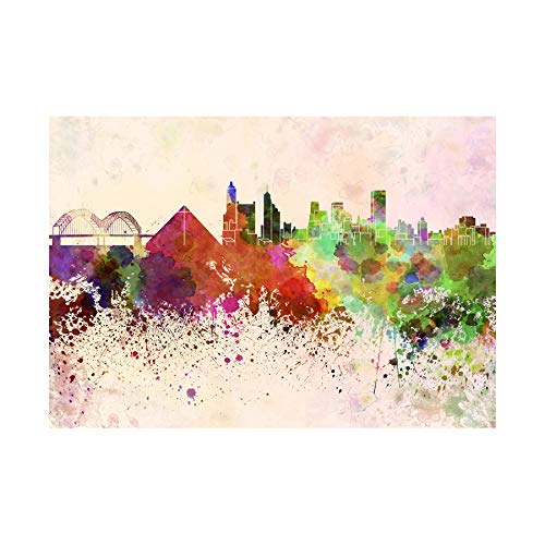 Wee Blue Coo Painting Cityscape Memphis Skyline Paint Splash Wall Art Print