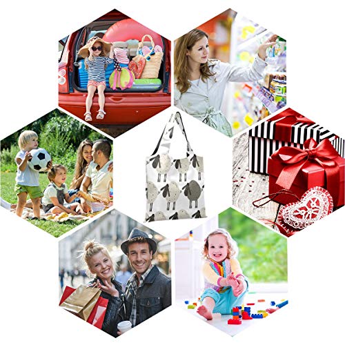 Blueangle Cartoon Sheep Reusable Grocery Bags Foldable Shopping Bag Large Reusable Tote Groceries Bags With Pouch Bulk, Ripstop Fabric Washable Durable Lightweight #TOP5