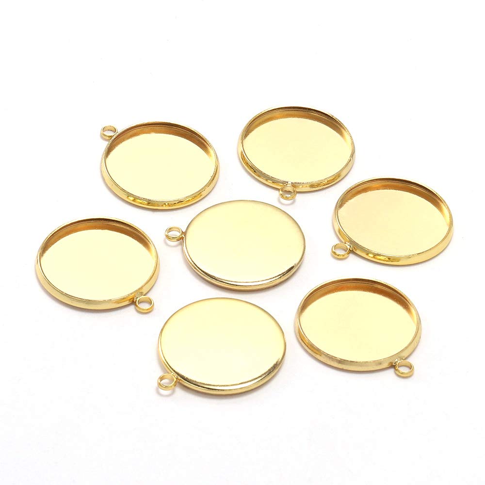 AGCFABS20pcs/lot 20mm Round Cabochon Base Tray Bezels Blank Setting Supplies for Jewelry Making Findings DIY Making Necklace Bracelet Pendant (Gold, 20mm(0.79 inch))
