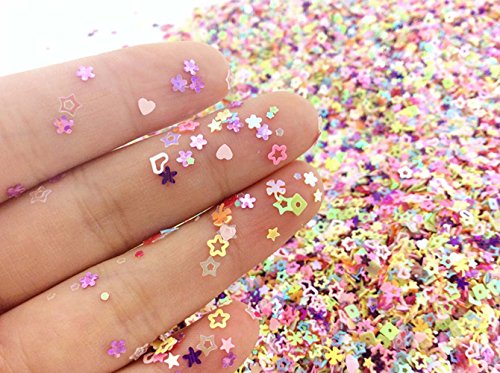 TKOnline 3.6oz/100g Multicolor Manicure Glitter Confetti,Mixed Shapes Size 2-4mm for Party Decoration,DIY Crafts