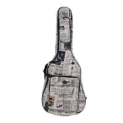 Btuty Bolsa de guitarra de 41 pulgadas, resistente al agua 600D, tela Oxford estilo periódico, correas acolchadas de doble costura, bolsa de transporte para guitarra acústica clásica de 41 pulgadas