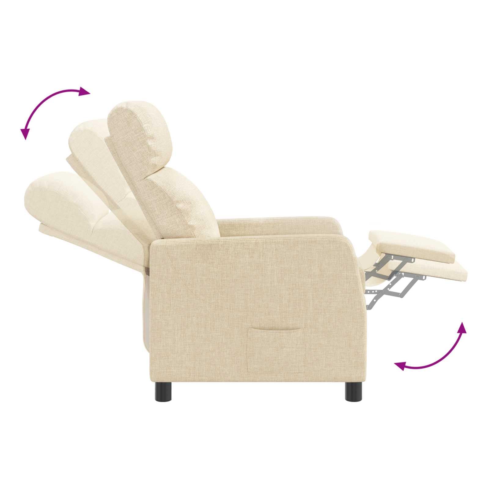 Fauteuil inclinable en tissu crème 66 x 95 x 100 cm