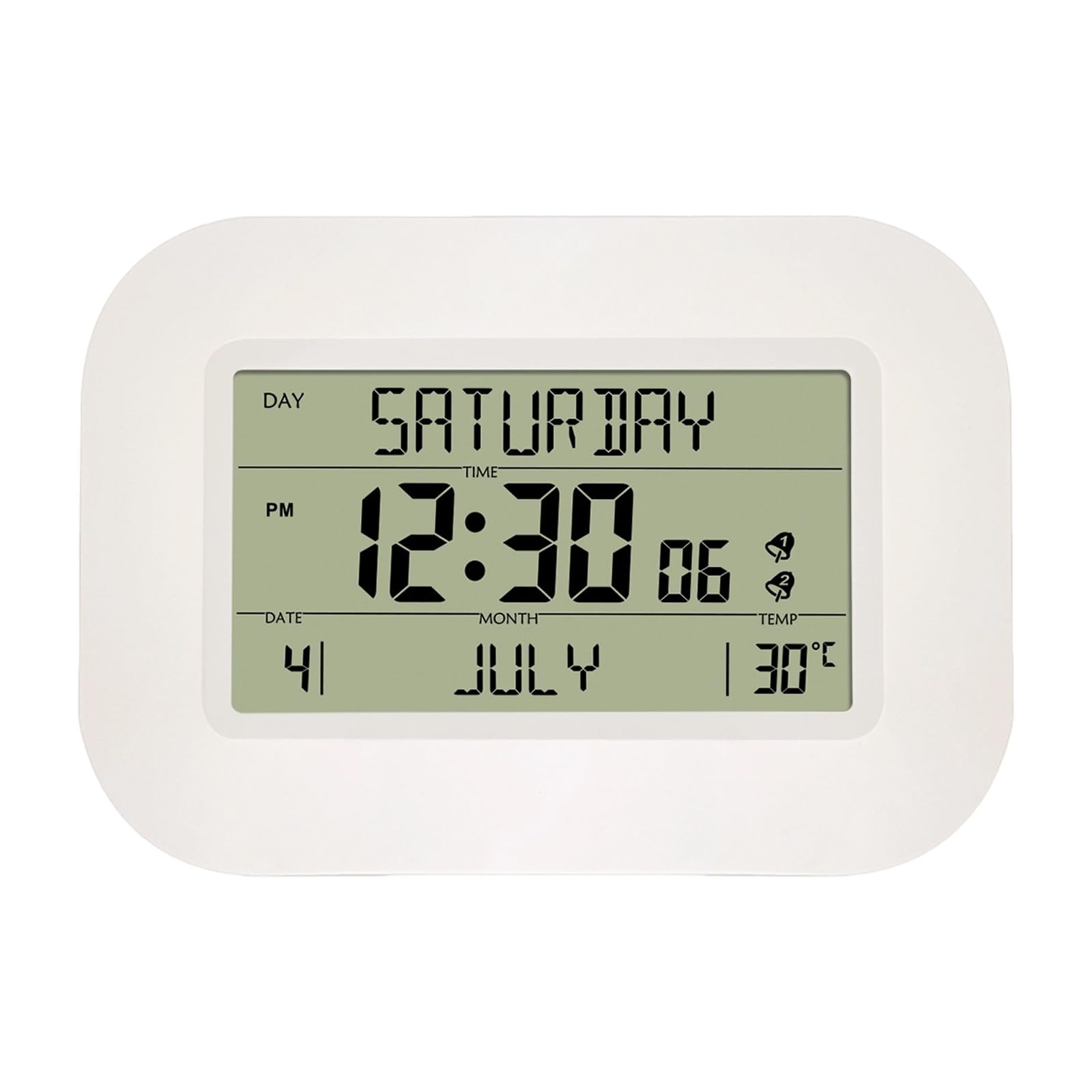 Kalttoy Contemporary Digital Clock Including Calendar and Temperature Display 2 Alarms Snoozes FunctionLCD Screen Bedsides Clock Bedsides Alarm with Temperature