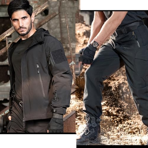 Men's Tactical Jackets Softshell, Outdoor Camo Hooded Coat, Hiking Hunting Jacket, Waterproof Warm(Russian camo_S)4