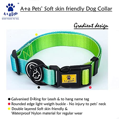 Image of A+a Pets' Gradient' Collar for Dogs & Cats | Waterproof Adjustable for All Breeds (Green, S)