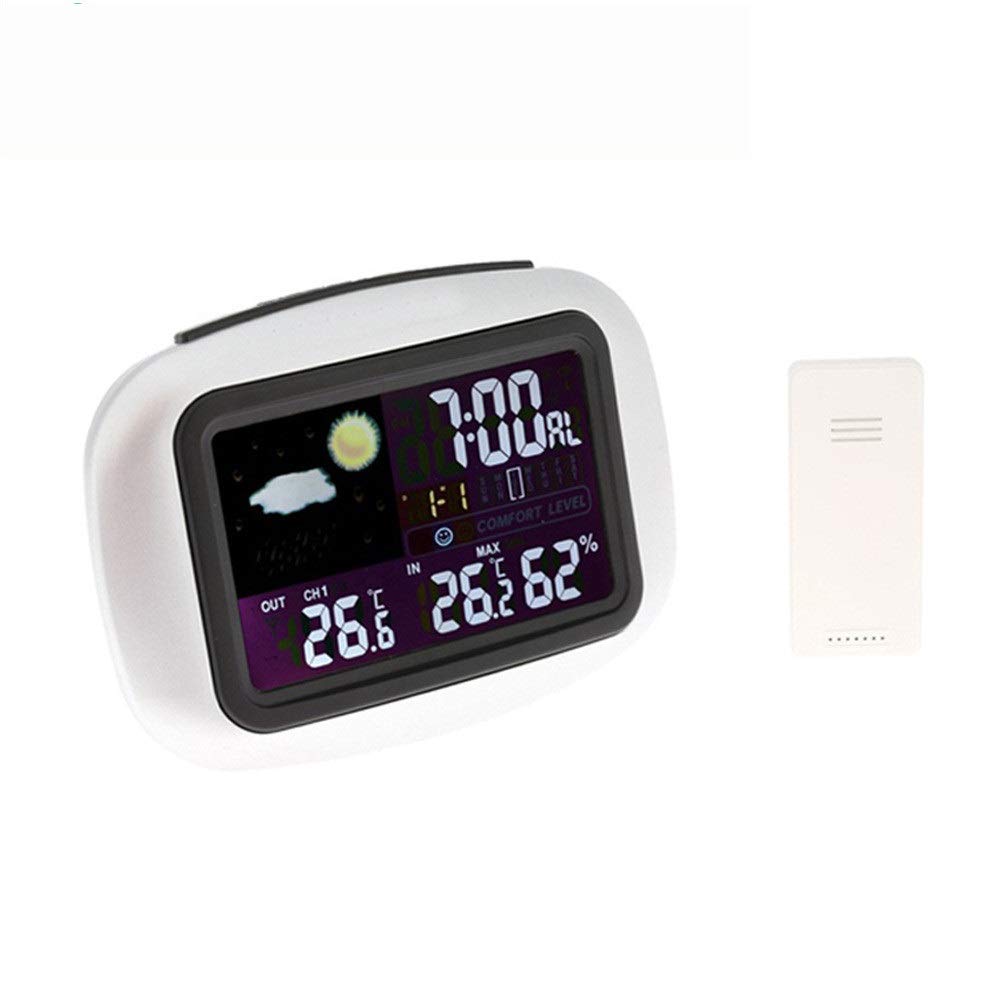 Alarm Clock Dry Battery Weather Forecaster Barometer Clock Calendar Alarm Clock White Perfect To Place It On Your Nightstand And Table Color White Size 13x6x9 5cm Amazon Co Uk Kitchen Home