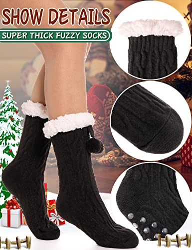 Ebmore Slipper Fuzzy Socks For Women Fluffy Cozy Cabin Winter Warm Soft Fleece Comfy Thick Christmas Stocking Stuffer With Grips(Black) #TOP4