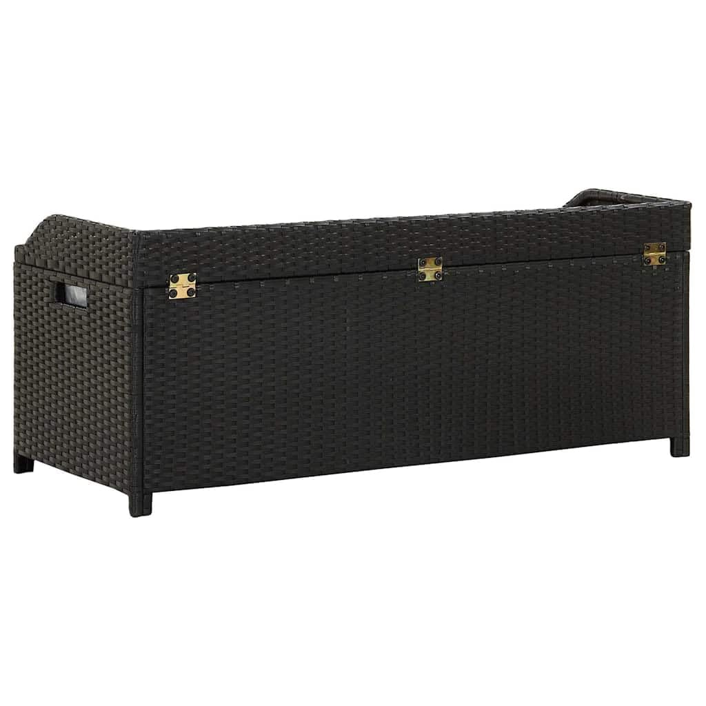 Panca da giardino con vano portaoggetti, 120 cm, in polyrattan e legno di acacia, resistente alle intemperie, robusta, salvaspazio, per esterni, balcone, terrazza, veranda