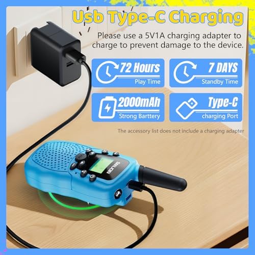 Image of Walkie Talkies for Kids Rechargeable, 2000 mAH Last 3-4 Days 2 Way Radios Toys for 3-12 Year Old Boys Girls to Outside, Camping, Hiking Birthday Holiday Easter Basket Stuffers Presents