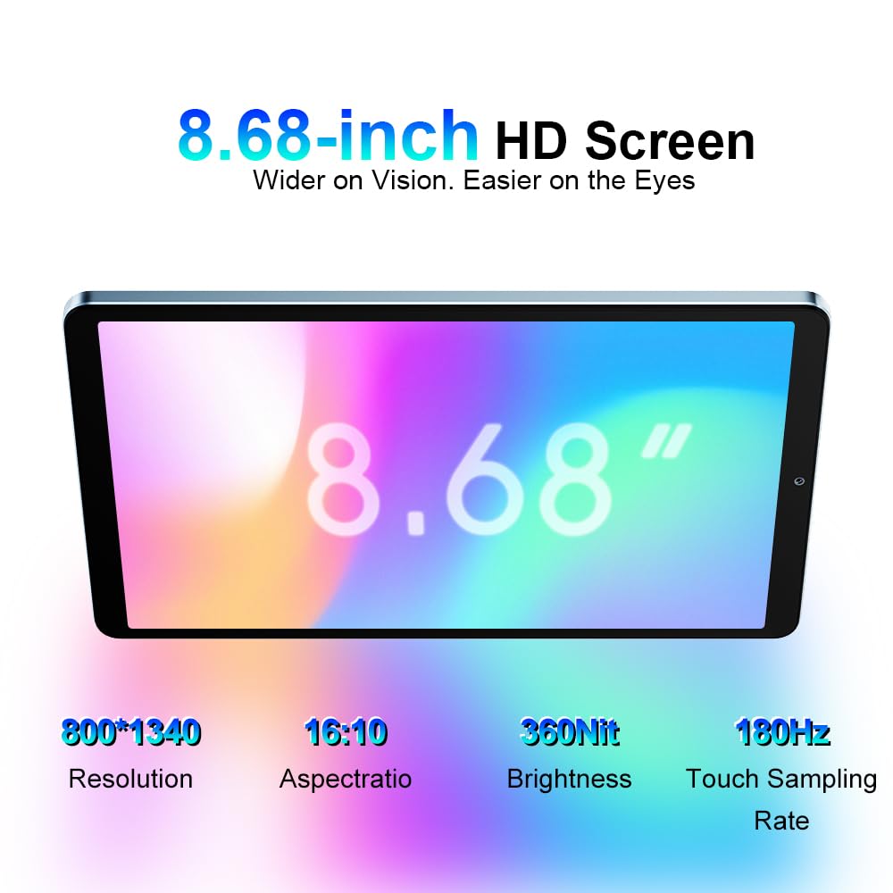 Blackview Link 2 Mini Tablette 8 Pouces, 12Go+128Go/2To Gaming Tablette Tactile, Widevine L1, Android 15, 5000mAh, 5G WiFi Tablet PC avec Coque, Gemini Al 2.0, 3,5mm Klinke/OTG/FM, Noir