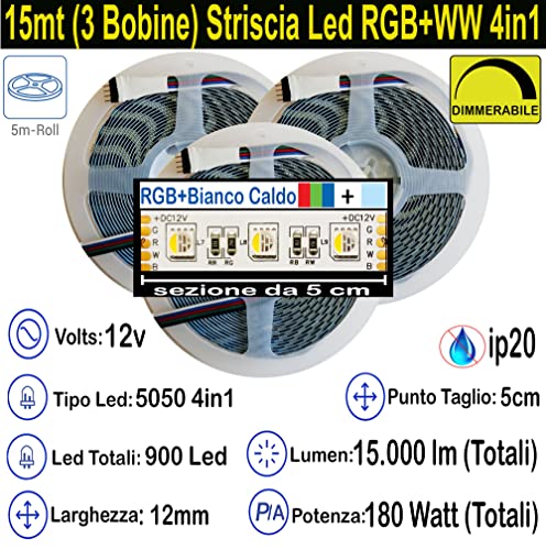 Mondo Strisce Led: RGB+Bianco Caldo 4in1. Kit da