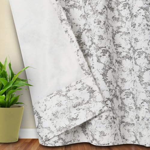 Image of Homestan Abstract Design Velvet Long Door Curtains 9 Feet Long Set of 1 for Home Decor (9 X 4.5 Feet, White)