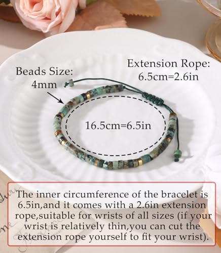 CASDAN Natural Crystal Beaded Bracelet for Women Natural Stone Adjustable Braided Rope Bracelets Spiritual Bracelet Inspirational Jewelry Gifts3