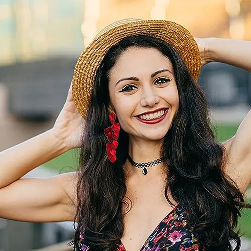 Dangle Acrylic Petal Earrings - Long Drop Rose Flower Earrings for Women4