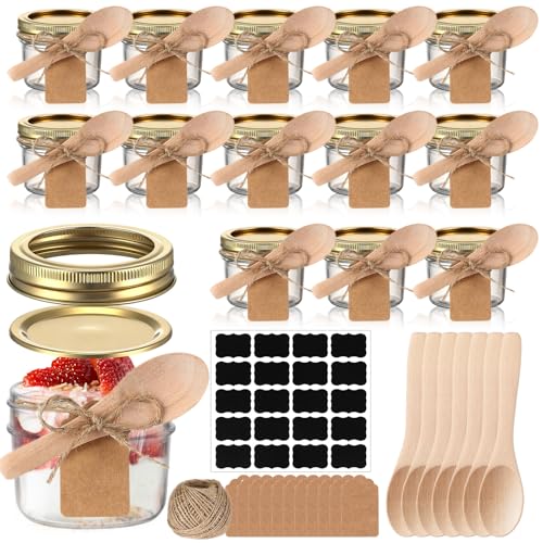 Baderke 20 Set Mini Mason Jars with Wood Spoon 4