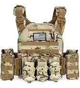 Jueachy Tactical Vest for Men Plate Carrier: Quick Release Lightweight Military Vest Adjustable B...