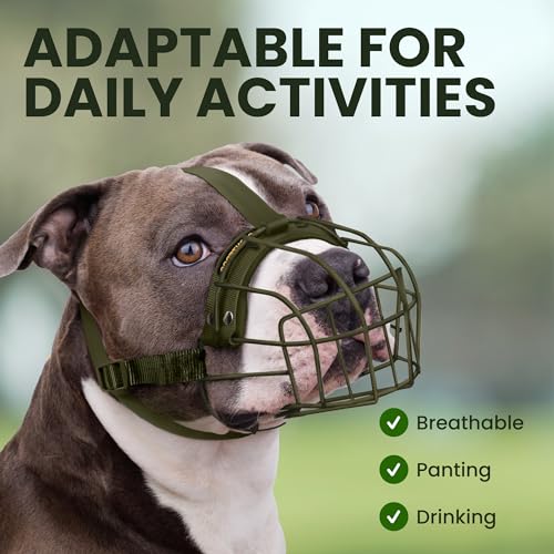 BRONZEDOG Pitbull Dog Muzzle Metal Mask Amstaff Wire Basket Pit Bull Adjustable Nylon Straps for Large Dogs - Image 4